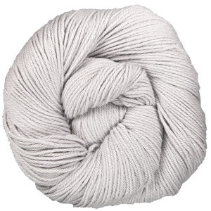Ball of light gray yarn on a white background