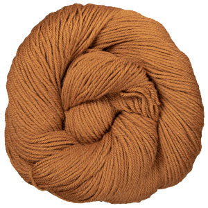Orange brown skein of yarn on a white background