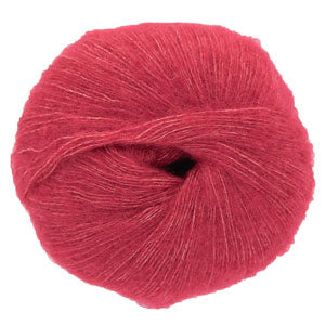 Red skein of yarn on a white background