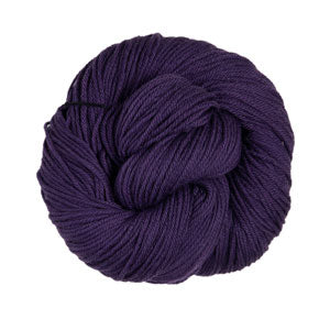 Purple skein of yarn on a white background
