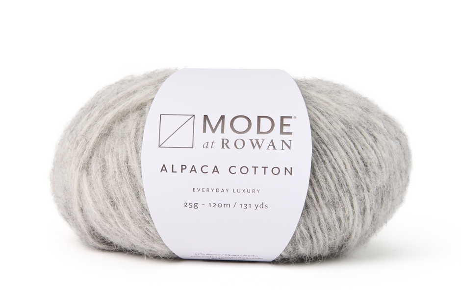 light Gray skein of yarn with a Mode at Rowan label on a white background