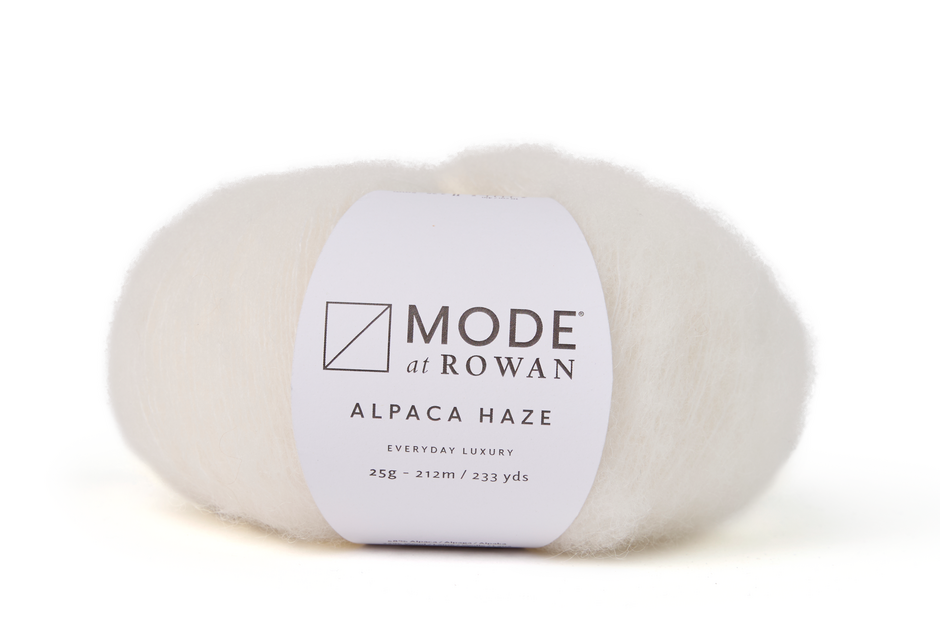 white Ball of yarn with Mode at Rowan label on a white background