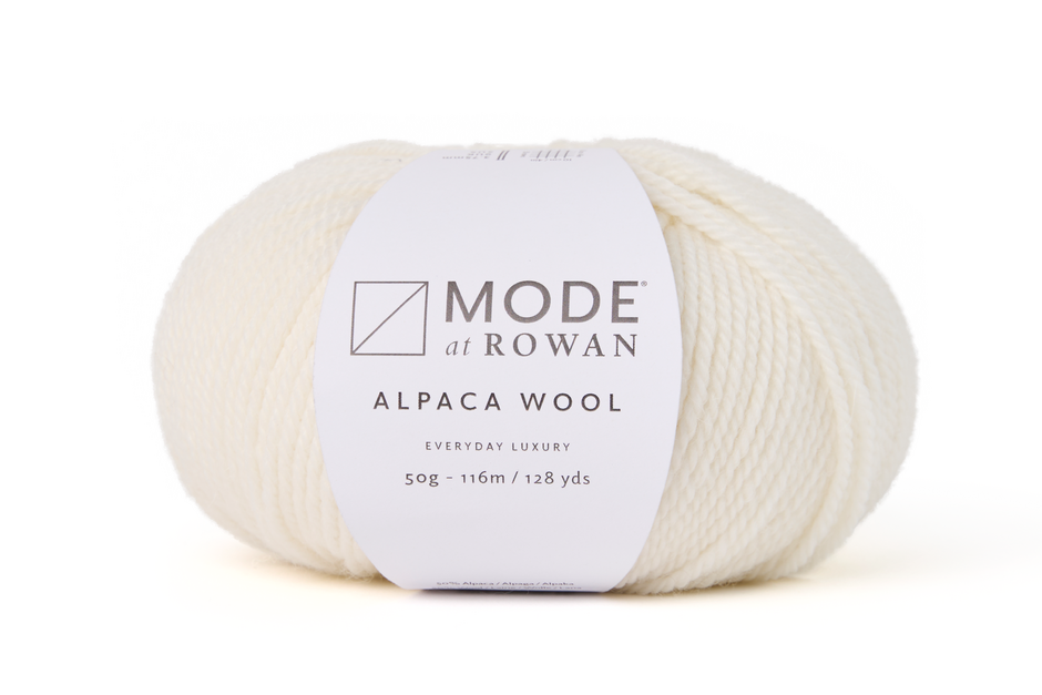a white all of Mode at Rowan alpaca wool yarn on a white background