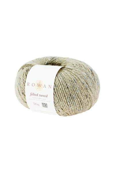 beigh Ball of felted tweed yarn with a Rowan label on a white background