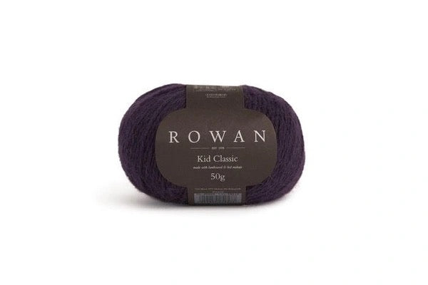 Purple yarn ball with Rowan label on a white background