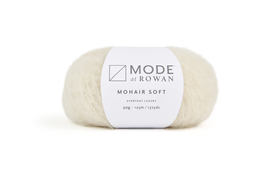 white Ball of yarn with a Mode at Rowan label on a white background