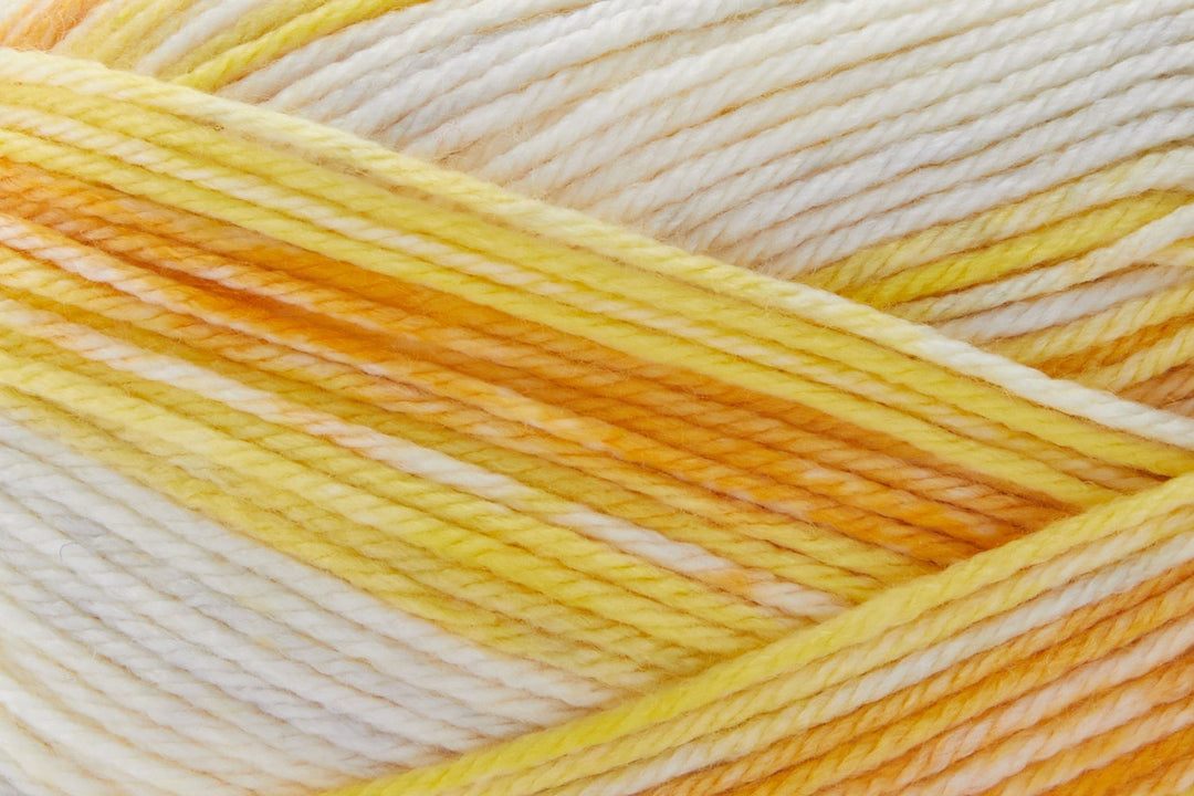 Close-up of yellow and white yarn skein
