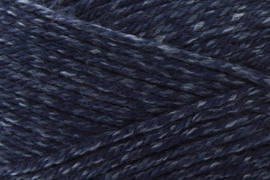 Close-up of navy blue with white speckles yarn